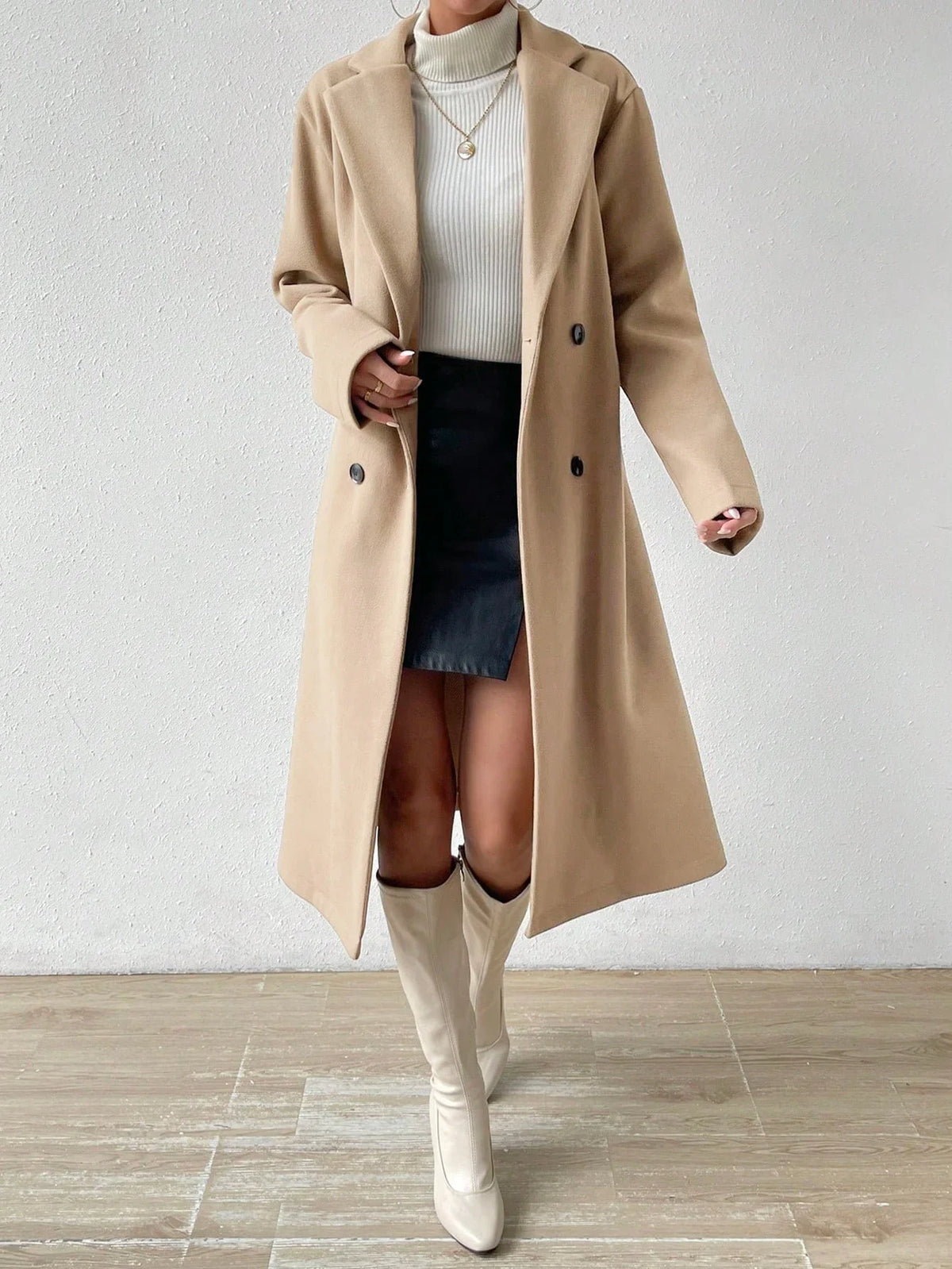 Abrigo Largo Elegance Camel – Mujer | Marletolle